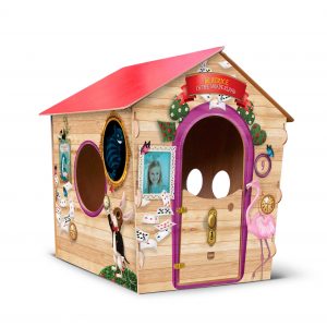 CASETTA in legno da giardino per bambini. Casetta in legno per giocare da esterno a tema alice nel paese delle meraviglie