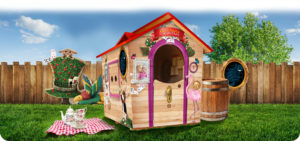 tuco casetta in legno da giardino per bambini a tema alice nel paese delle meraviglie