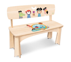panchina in legno per bambini, stampata, colorata, ecologica